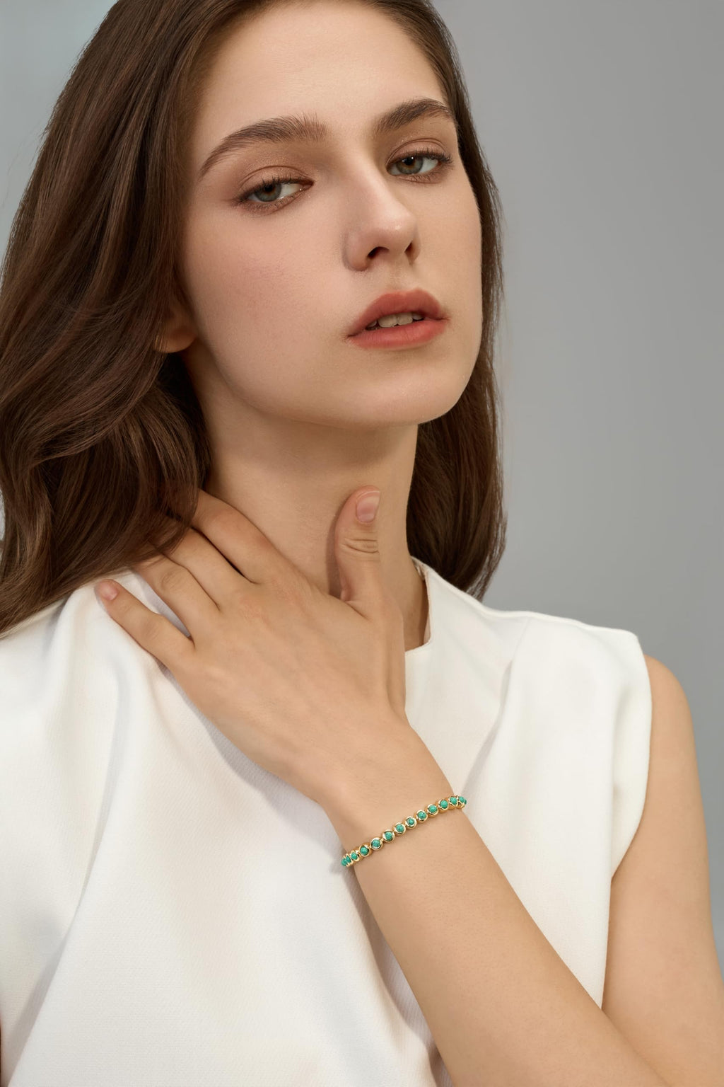 Pearich 14K Gold Filled Turquoise Tennis Bracelets For Women
