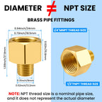 SDTC Tech 2-Pack Brass Pipe Fitting 1/4 NPT Thread Male to 1/2 NPT Thread Female Reducer Adapter, Brass Pipe Extension Connectors