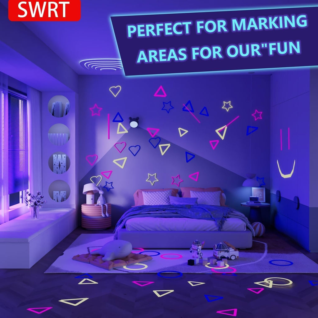 SWRT 6 Rolls (1 in x 33 Ft) Neon Gaffer Cloth Tape for Halloween Decor