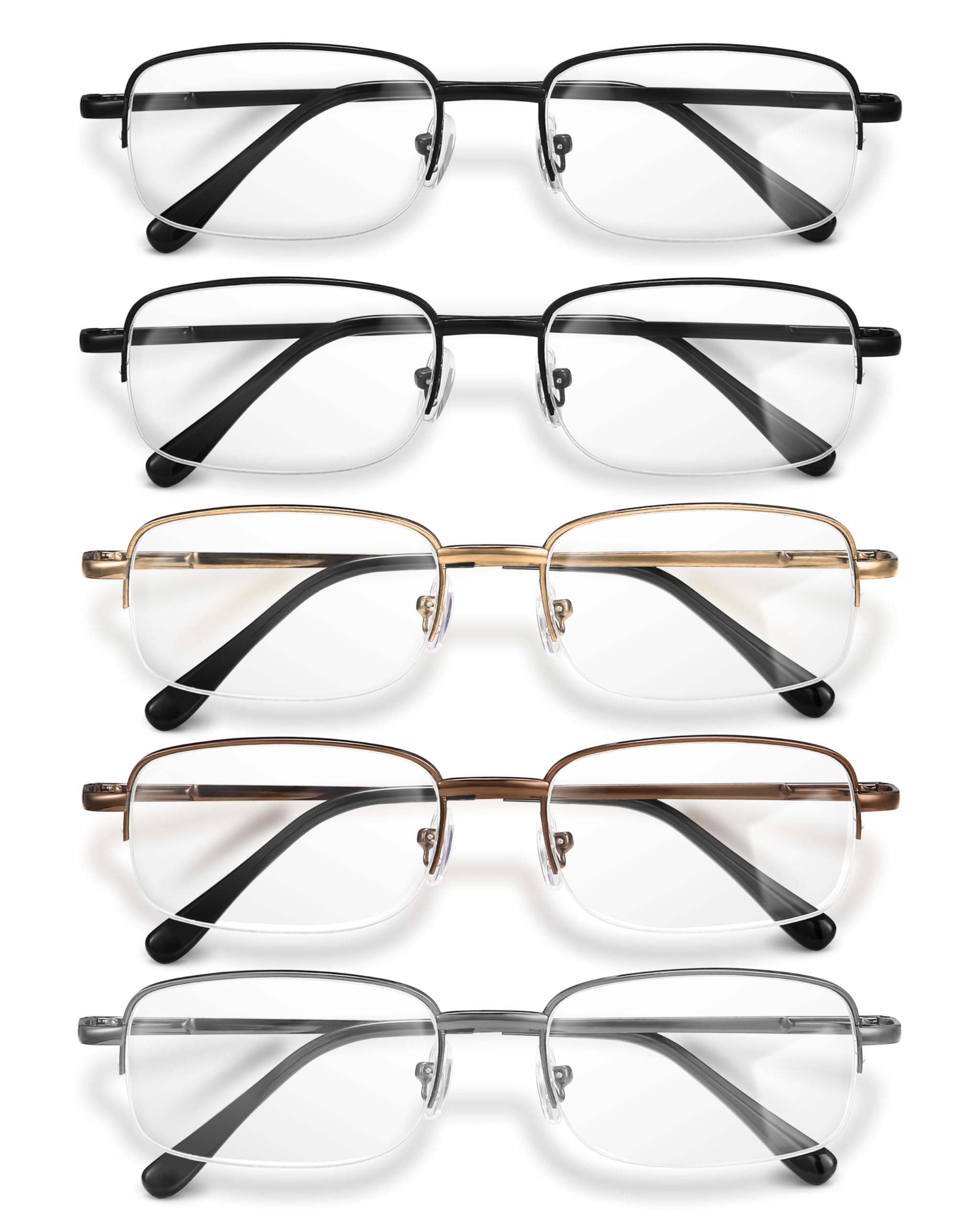 NOVIVON 2.75 Metal Reading Glasses Men - Durable Readers with Blue Light Filtering - Clear Vision