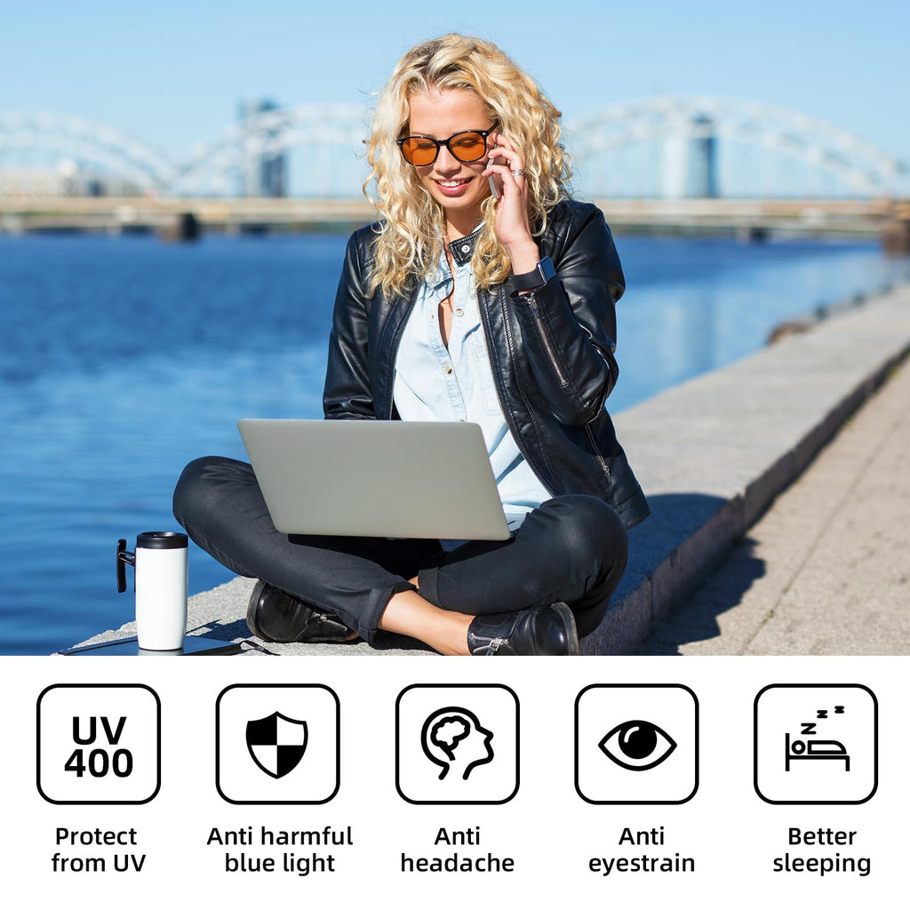 Okany Blue Light Blocking Glasses Gaming Computer Glasses Powerful Professional Screen Filter, 2.0 Upgraded Technology Anti-Fatigue Anti Glare UV Protection & Eyestrain Game Glasses for Women Men