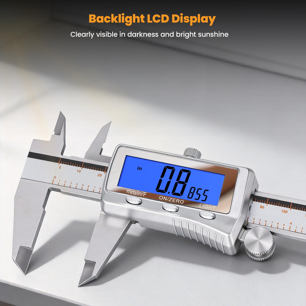 HARDELL Digital Caliper, Rechargeable Calipers with Backlight, Digital Caliper 12 Inch with All Metal Dial, Auto-Off Digital Micrometer, Inch/MM/Fraction for DIY/Household/3D-Printing