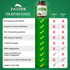 Zazzee Extra Strength French Maritime Pine Bark Extract 20:1, 350 mg Per Capsule, 95% Proanthocyanidins, 60 Vegan Capsules, 2 Month Supply, Certified Kosher, Antioxidant Support, Non-GMO, Made in USA