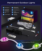 Ecoeve Permanent Outdoor Lights for House, 199ft Christmas RGB+IC Lights