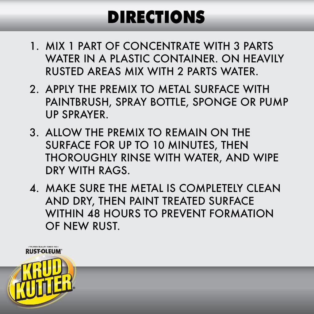 Krud Kutter Metal Clean and Etch, 1 Gallon, Prepaint Surface Prep for Metal, Removes Rust, Dirt and Residue, Helps Improve Coating Adhesion, Low Odor Formula for Steel.