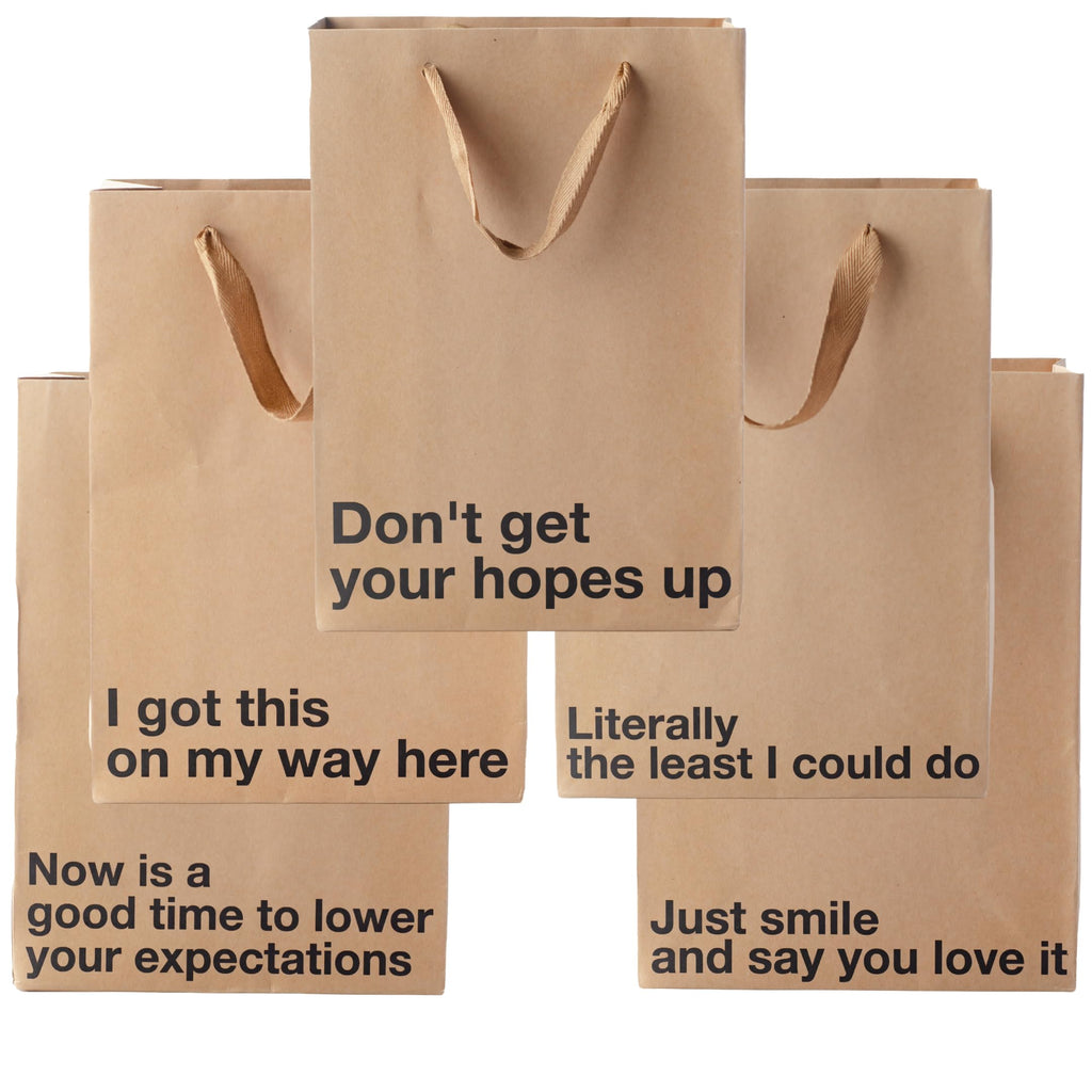 MilkToast Brands Funny Gift Bag Set of 5, Gift Bags With Handles 11 x 8 x 4