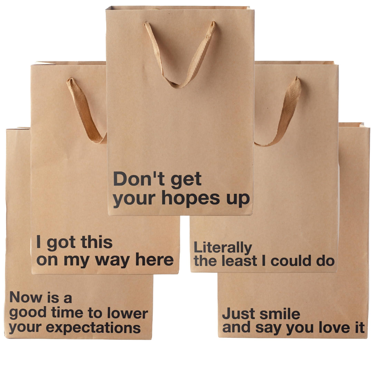 MilkToast Brands Funny Gift Bag Set of 5, Gift Bags With Handles 11 x 8 x 4