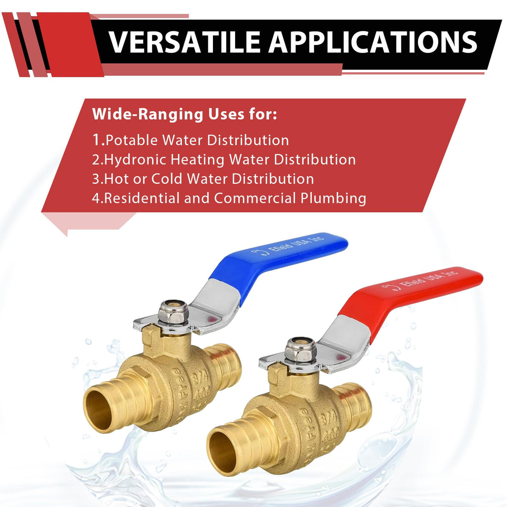 (Pack of 40) EFIELD 3/4 Inch Pex Brass Full Port Shut-off Ball Valve for Hot and Cold, Potable Water, UPC Certified,(VALVE013-40PCS)