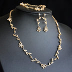 Hapibuy Crystal Necklace Earrings Bracelet Bridal Wedding Jewelry Set Rhinestone Choker Necklace For Women Brides Gold Color