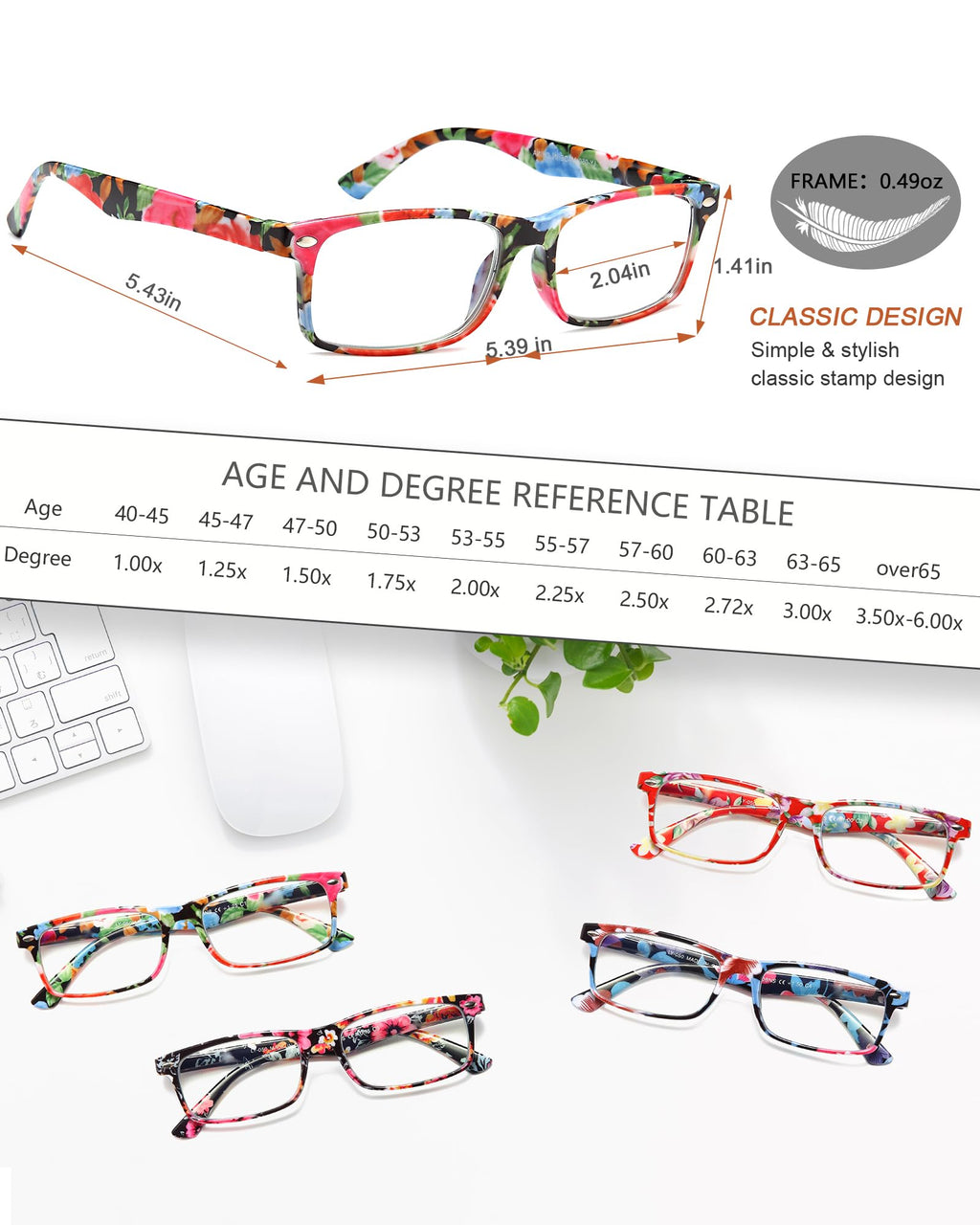 YTDBNS Reading Glasses for Women, Stylish Blue Light Blocking Readers, Ladies Eyeglasses, Fashion Computer Eye Glasses