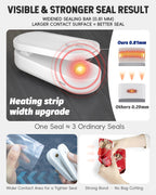 Mini Bag Sealer with Cutter and Magnet, 1800mAh Rechargeable Bag Resealer Handheld, Portable Heat Sealer for Plastic Snack & Chip Bags, Upgraded, Gift for Women, Food Saver, Kitchen Storage (White)