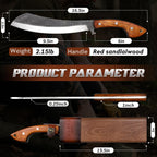 Golden Bird Parang Machete with Wooden Sheath for Cutting Trees Heavy Duty