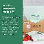 Compostic Compostable XL Sandwich Bags (90 + 10 Count) Everyday Essential — Resealable Zip-Seal, Plant-Based, Home Compostable, Freezer & Microwave Safe, BPA-Free, Non-Toxic, GMO-Free Food Storage Bag