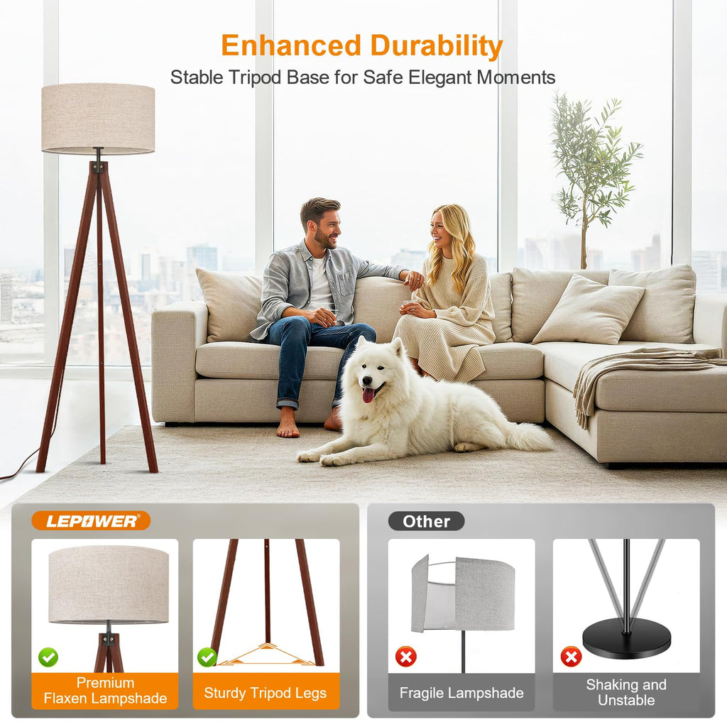 LEPOWER Tripod Floor Lamp Mid Century Modern Standing Lamps for Living Room
