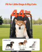 VEVOR Pet Stroller, 44 lbs Weight Capacity, Foldable Dog Cart, 4 Wheels Cats Stroller with Mesh Windows & Revrsible Handle, Portable Pet Carrier with Brake, for Small to Medium Pets