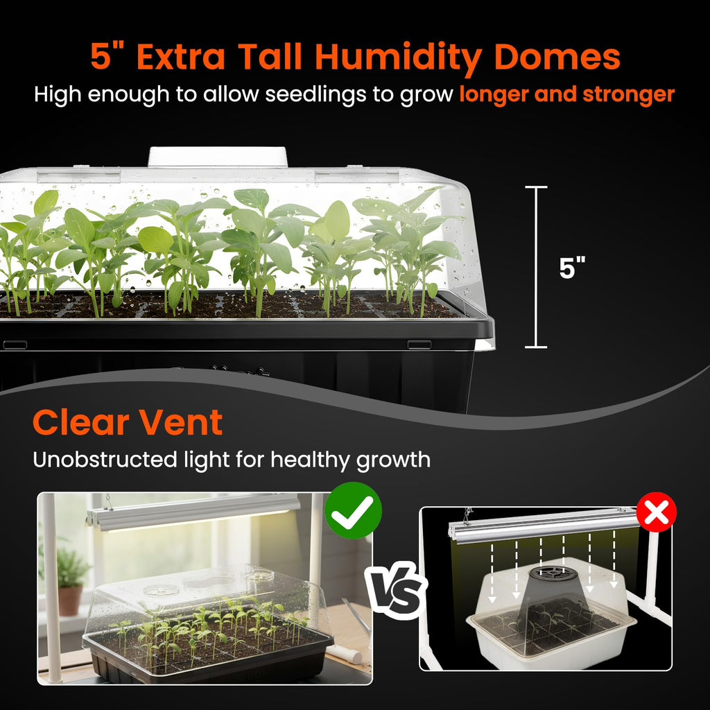 SOLIGT Thick Plastic 3-Set Strong Seed Starter Trays with 5" Humidity Domes