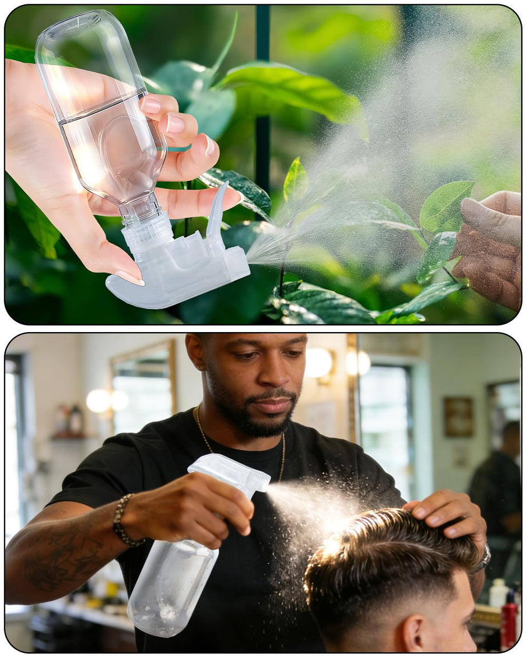 TERESRY 2 Pack 360° 10oz Spray Bottles with Adjustable Spray Nozzles Clear