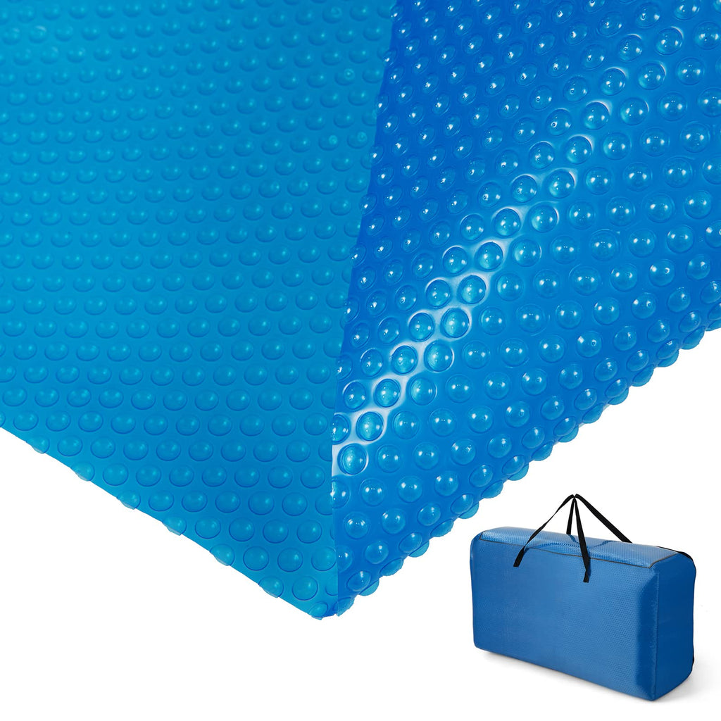 Goplus Pool Cover, 20 x 40 FT Solar Blanket 12 Mil with Carrying Bag for In-Ground and Above-Ground Swimming Pools, Rectangle Hot Tub SPA Thermal Blanket, Blue Bubble