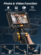 Acoath Two-Way Articulating Borescope, Endoscope Camera with Light, Dual-Lens 1080P Industrial Inspection Camera, 4.3" IPS Screen, 32GB Card, IP67 Waterproof Sewer Tools - 5FT