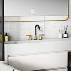 Bathroom Faucets for Sink 3 Hole, Hurran Black& Gold Bathroom Sink Faucet with Pop-up Drain and Supply Lines, Stainless Steel Lead-Free Widespread Faucet for Vanity RV, 2 Pack