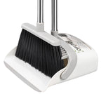 OPTTIDI Broom with Dustpan Combo Set, Hand Broom and Dustpan Set for Sweeping Indoor Angle Broom for Home Office Kitchen Lobby Floor Pet Hair Indoor&Outdoor Cleaning (White&Gray)