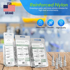 Reinforced Nylon 66 Drywall Anchors 90lb Limit, Self Drilling, Home Improvement Value Pack for Home Projects & Picture Hanging Kit, 25 Plastic Dry Wall Expansion Anchors and 25 Sheetrock Screws