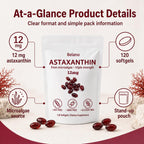 BELANO Nuvapure Astaxanthin12mg，Easy to Swallow, Non-GMO，4-Month Supply，120 Softgels