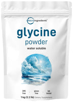 Micro Ingredients Glycine Powder, 1KG (2.2 Pounds), Glycine 1000mg Per Serving, Water Soluble and Products of USA