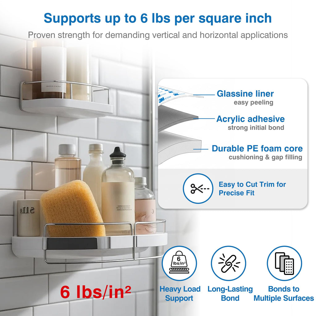 Double-Sided Removable Tape – 1" x 16.5 FT Heavy Duty PE Foam Mounting Tape with Adhesion Promoters – Wall-Safe Waterproof Damage-Free for Posters, Picture Hanging & Painted Walls
