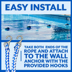 Poolzilla 20ft Swimming Pool Safety Rope and Float Kit Pre-Assembled Shallow End Divider with Stainless Steel Hooks