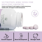 Living Well Kids Calcium & Tooth Support – Chewable Bone Health Vitamins with D3 + K2, Magnesium & Zinc – Strong Teeth & Enamel Defense – Berry Flavor – Fluoride-Free, Non-GMO