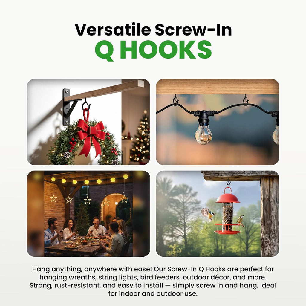 Etoolia 12 Pcs Ceiling Q Hanger Hooks for Hanging Plants 2.2inches Black