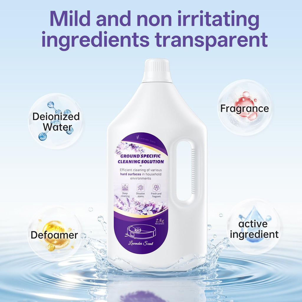 Nukisa 2.5L Floor Cleaning Solution Compatible with Roborock/Eufy/iRobot/Ecovacs/Dreame/Shark, Fragrance Deodorization, Deep Cleans for Multiple Hard Floors (2.5 Liter, 【Lavender】)