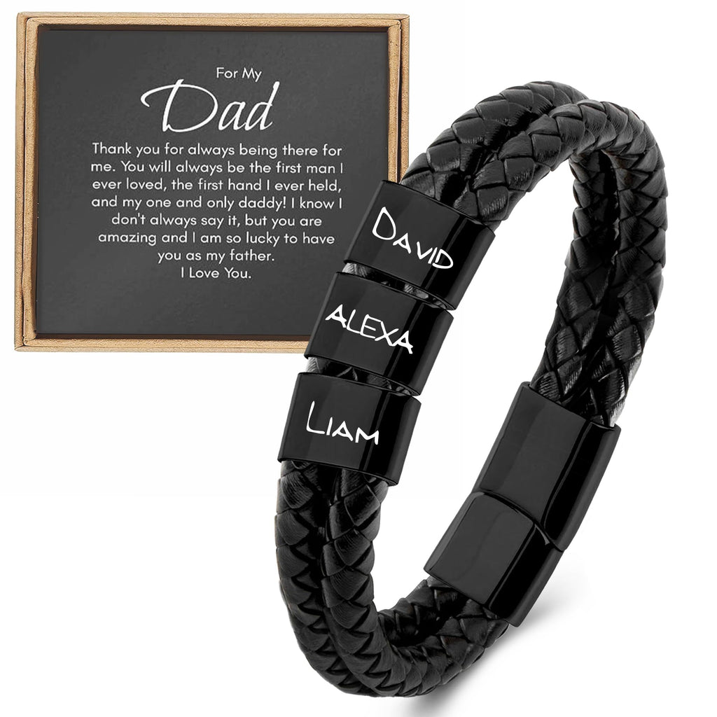 DayOfShe Fathers Day Personalized Gift for Dad Husband Grandpa Custom Bracelet with Names for Men Best Dad Ever Bracelet Fathers Gifts from Daughter Son