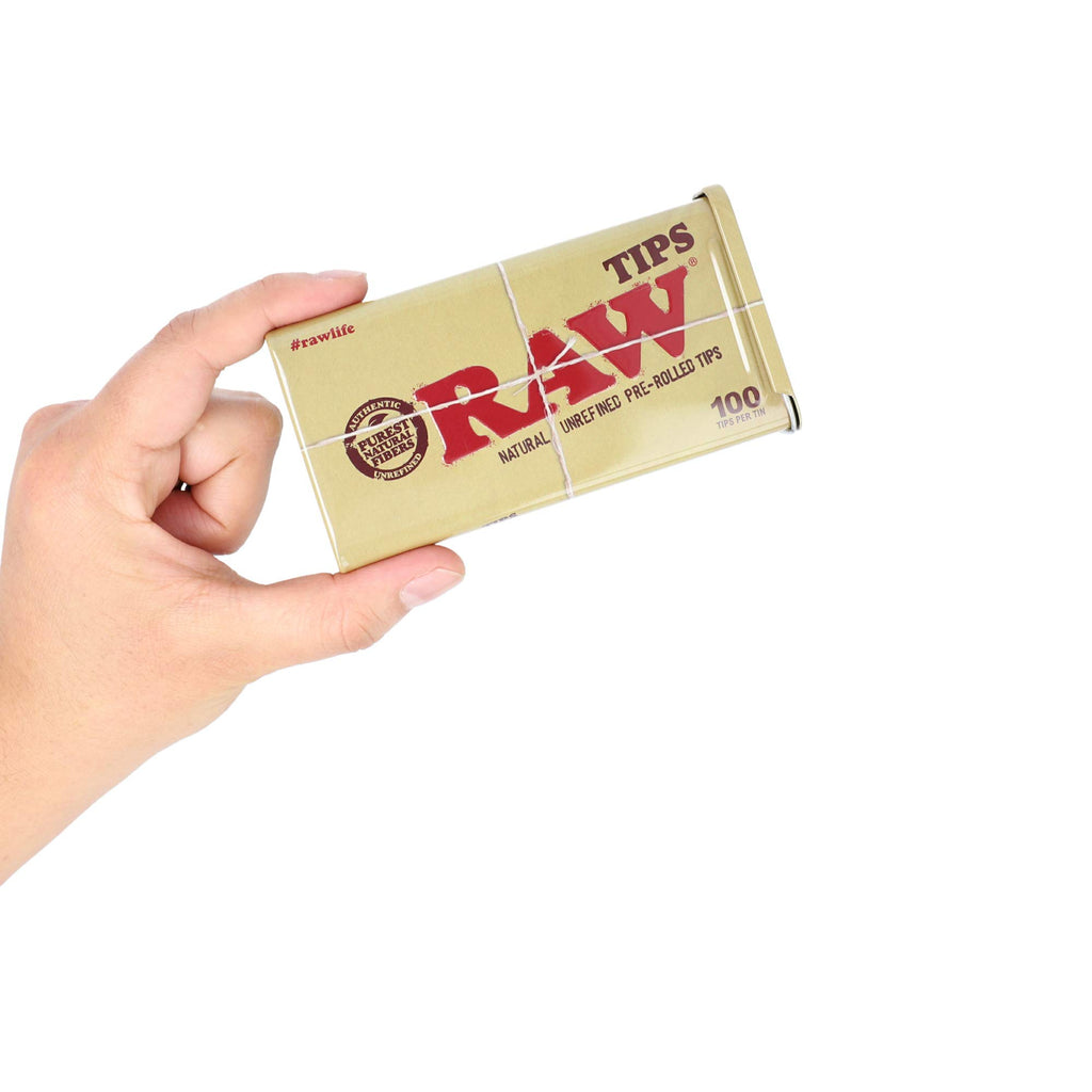 RAW Natural Unrefined 100 Tip Pre-Rolled Tin - (6)