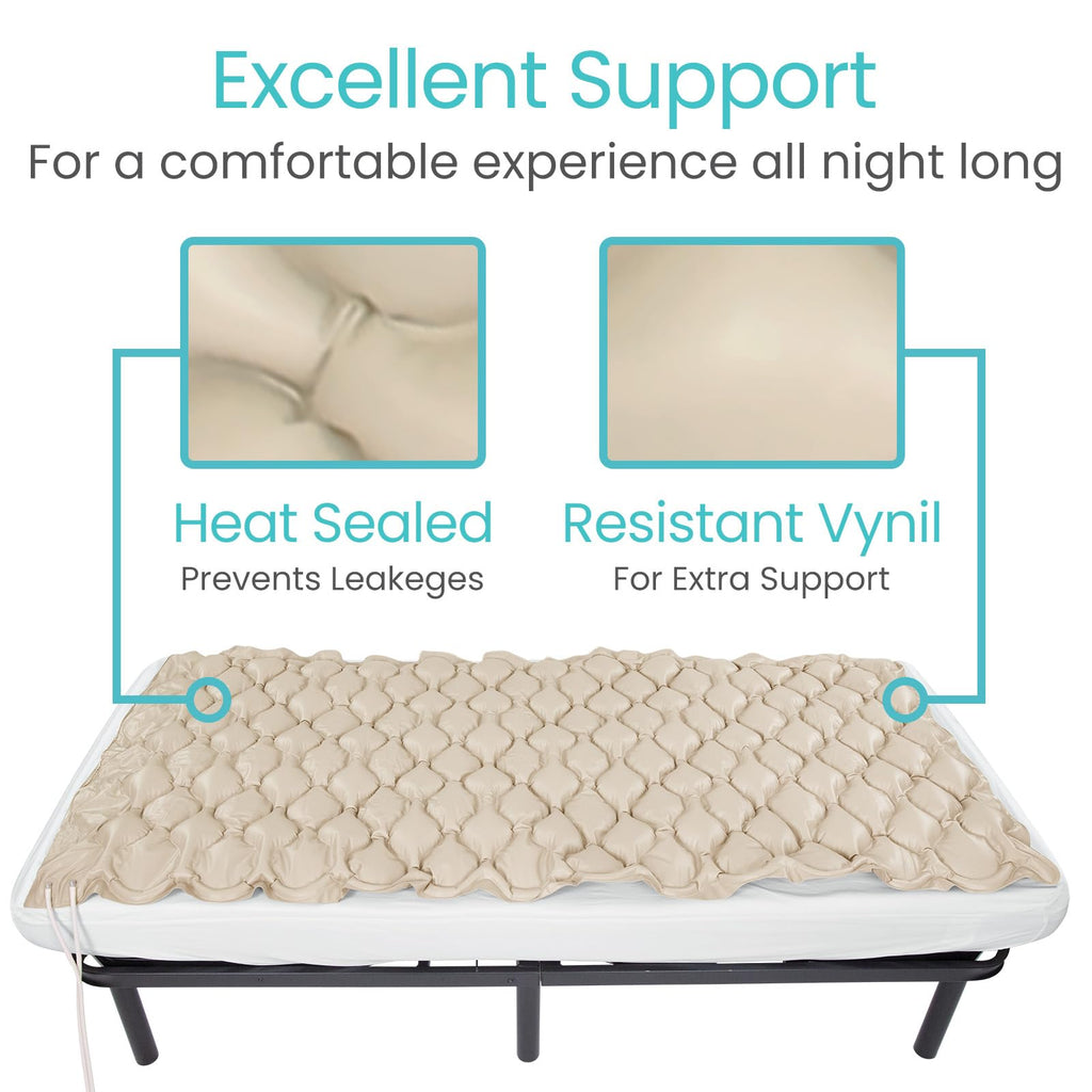 Vive Alternating Air Pressure Mattress Pad Replacement - The Original Bed Sore Prevention Solution - Hospital & Home Mattress Topper - Includes Waterproof Inflatable Ulcer Cushion Pad, Heat Resistant