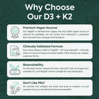 Organics Ocean Better D3 + K2-100% Organic VIT D3 and K2 Supplements with Maximum Bioavailability - Supports Bone Density, Calcium Balance, Immunity & Mood - 1-Pack, 30-Day Supply