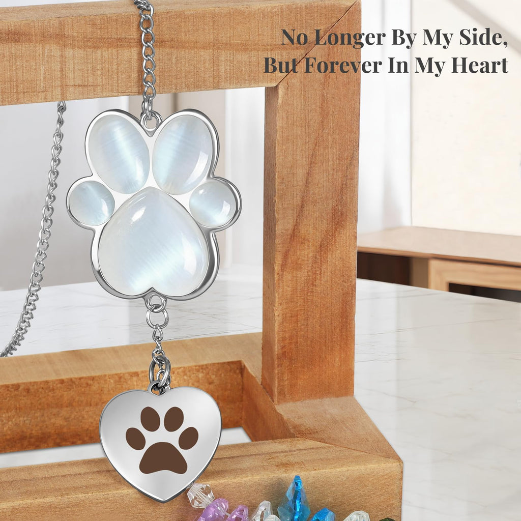 Pet Memorial Gifts for Loss of Dog or Cat, Paw Print Crystal Suncatcher