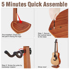 Musbeat Guitar Stand, Mahogany Wood Guitar Stand, Acoustic Guitar Stand Floor for Home Decoration and Studio Display, Electric Guitar Floor Stand for Mandolin, Bass, Guitar Gifts for Men and Women