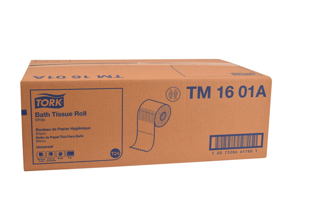 Tork Universal Bath Tissue Roll, 2-Ply, 48 rolls, 500 sheets, TM1601A, White