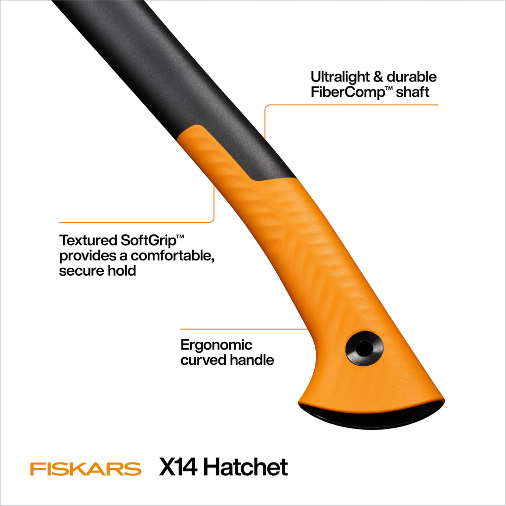 Fiskars X14 Universal Axe 14", Camping Hatchet for Chopping Wood Kindling
