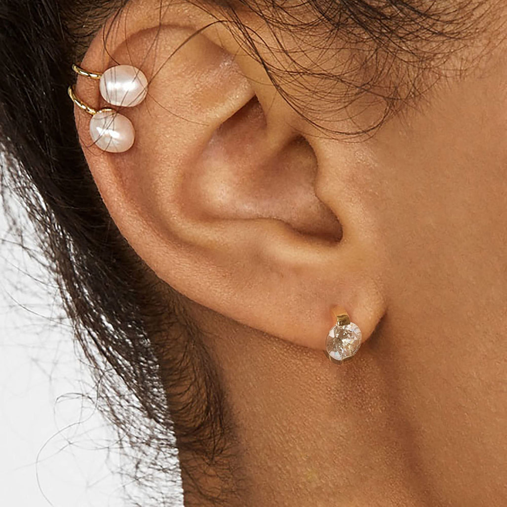 NEOSHOW Tiny Huggie hoop Earrings for Women (Clear)