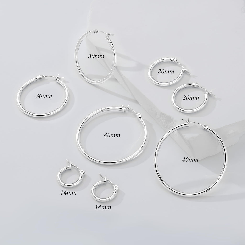 Gokeey Silver Earrings for Women Trendy, Hypoallergenic Silver Hoop Earrings for Women, Small Hoop Earrings Huggie Hoops Earrings for Jewelry Gifts 14mm 20mm 30mm 40mm