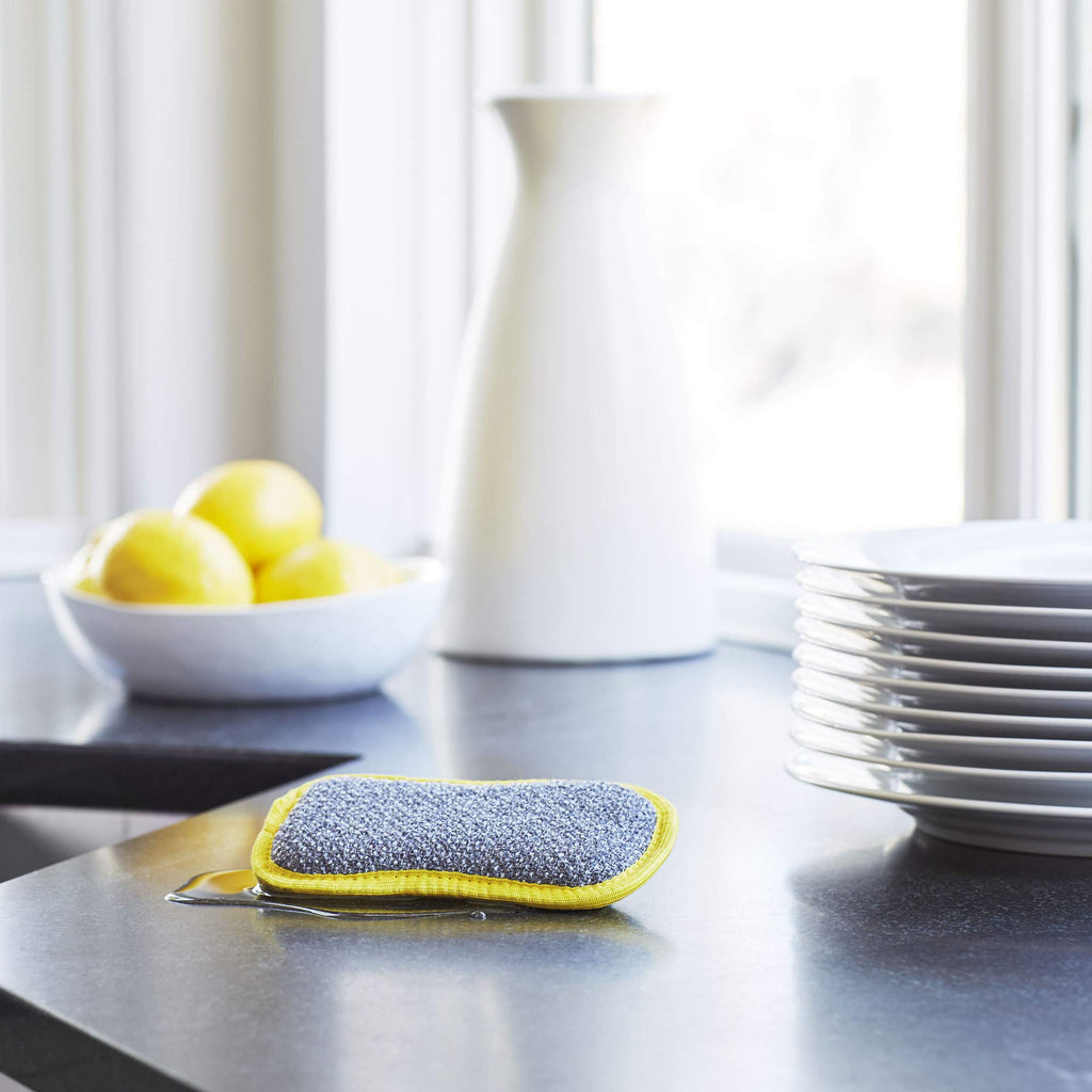 E-Cloth Washing Up Pad, Premium Microfiber Non-Scratch Kitchen Dish Scrubber Sponge, Ideal for Dish, Sink and Countertop Cleaning, 100 Wash Guarantee, Yellow, 4 Pack