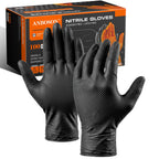 ANBOSON 10mil Heavy Duty Nitrile Gloves Large Black Disposable Rubber Gloves with Diamond Grip Anti Chemical Puncture Resistant Mechanics Guantes for Men/Auto repair/Cooking/Food Grade-Latex Free-100
