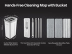 JOYMOOP Mop and Bucket Set, Hands-Free Flat Floor Mop with 3 Washable Microfiber Pads, Wet and Dry Use, Ideal for Home and Commercial Floor Cleaning