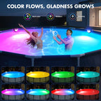 Solar Pool Lights for Above Ground Pools, Solar Powered Pool Lights with 10 Lighting Modes, Upgraded Pool Lights for Framed Above Ground Pools Solar Light Waterproof, Swimming Pool Accessories 2PC