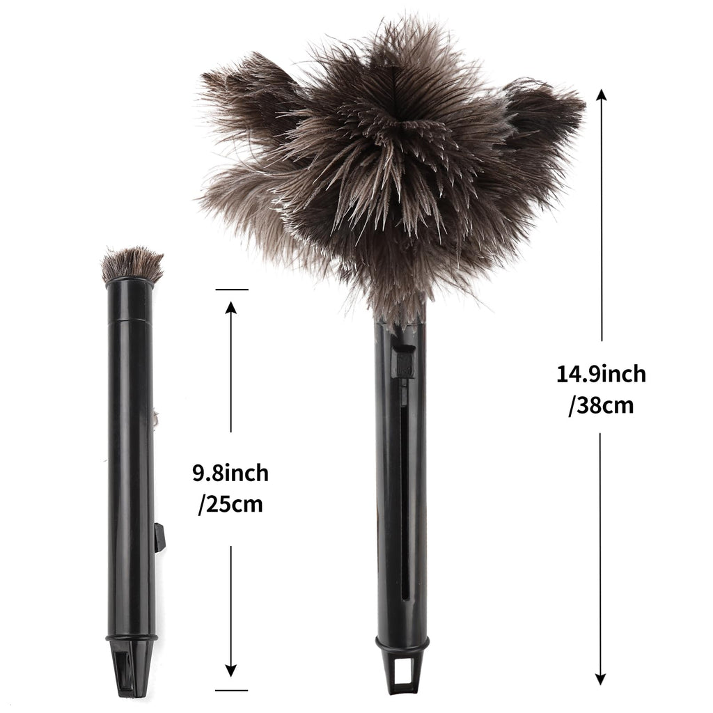 FeelfunFeather Retractable Feather Duster-Genuine Ostrich Feathers,Anti-Static,Reusable Eco-Friendly Handheld Cleaning for Keyboard,Home,Car,Office(10 to 15 Inches) 3 Pack