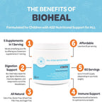 5-in-1 Bio-Heal�� Probiotic for Kid, Men & Women (Powder) - Best Supplement for Brain Function, Gut Health & Constipation - Shelf Stable & Fortified with Vitamins, Minerals & Prebiotics