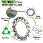 Vifmy Star Washers External Tooth Lock Washers Assortment (M2.5-M12) 500Pcs